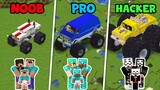 Minecraft FAMILY MONSTER TRUCK HOUSE BUILD CHALLENGE : NOOB vs PRO vs HACKER / Animation