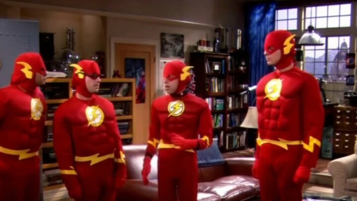Diundang oleh Penny ke pesta kostum, Sheldon dan teman-temannya berdandan seperti The Flash.