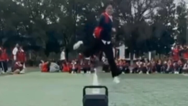 Rebirth of a Senior High School Student Performing a Follow-Up Dance at the School Sports Meeting an
