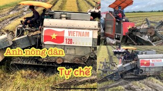 Máy cắt lúa chế có 102 ở việt nam chạy không thua máy cắt kubota 105x
