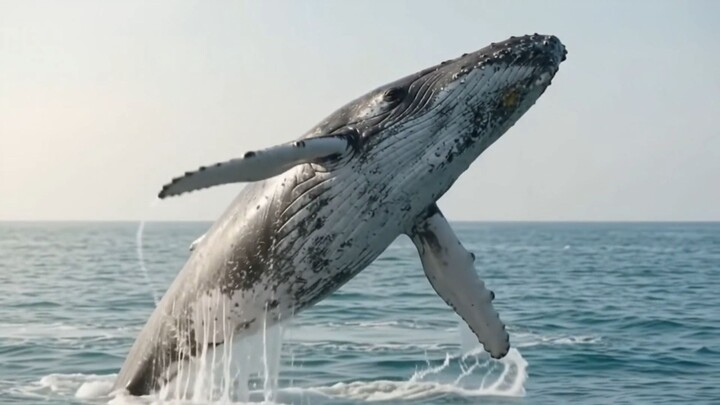 幼年座头鲸跃出海面｜Young Humpback Whale Breach｜AI海洋纪录片