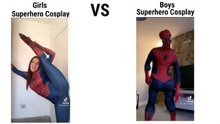 girls vs boys superhero cosplay