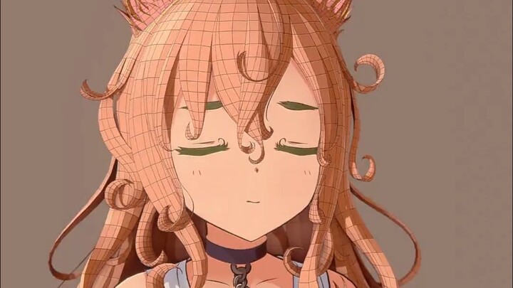 Blender character | Long hair + curly hair made the modeling teacher cry