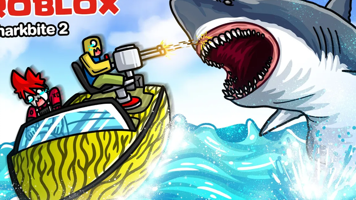 Roblox เรือสปีดโบ๊ทติดปืนกล ปะทะ ฉลามขาว !!!!