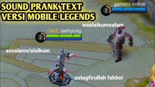 SOUND PRANK TEXT VERSI MOBILE LEGENDS | DRAMA ROMANTIS MOBILE LEGENDS