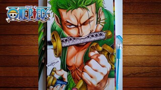 Menggambar Roronoa Zoro Anime [One Piece] Seperti Hasil Print Kah?? Ini Dia Prosesnya 🔥