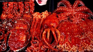 ASMR SPICY SEAFOOD, BLACK BEAN NOODLES, CHICKEN, SPICY ENOKI  MUSHROOM, 해물찜 먹방, 치킨, 팽이버섯 먹방MUKBANG