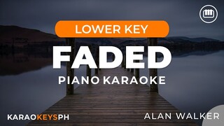 Faded - Alan Walker (Lower Key - Piano Karaoke)