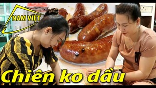 Nồi chiên không dầu - làm món xôi chiên nhân lạp xưởng - hết sẩy [Nam Việt 1765]