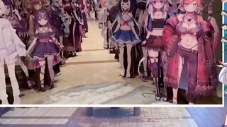 Japanese natural little sister looks at "All famous virtual anchors' standees"
