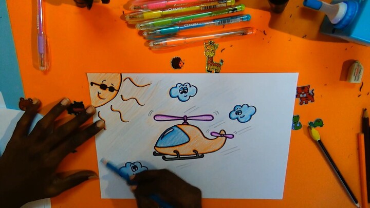 Helicopter tracing, Darwin and coloring for kids and parents so Easy!!
