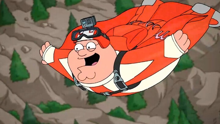 Pete falls off a cliff
