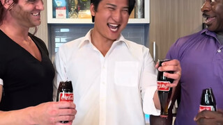 A boy's happiness is as simple as opening a soda can.