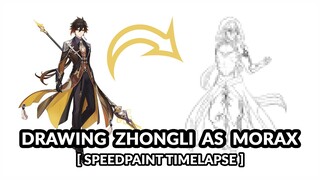 Drawing Zhongli as Morax (Sketch Speedpaint Timelapse)