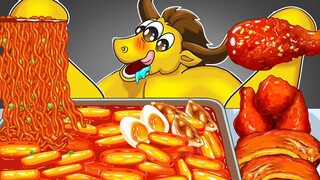 ASMR Mukbang | Korean Food: Tteokbokki, Spicy Noodles x Doom Doom | Garten Of Banban 4 Animation