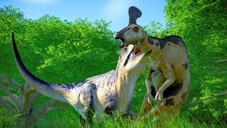 Acrocanthosaurus & Cacharodontosaurus Hunting In Woodland Environment - Jurassic World Evolution