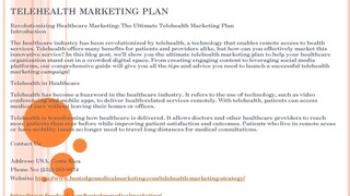 Telehealth Marketing Plan