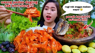 MAKAN OSENG PEDAS GORI PECAK KECIPIR LALAPAN MENTAH JENGKOL MUDA KABAU