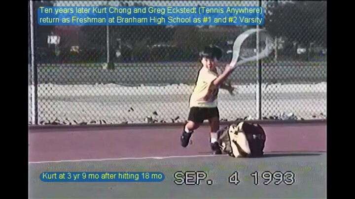 One Minute Intro:  Kurt Chong's Incredible Tennis Forehands at age 3, Sept 4 1993