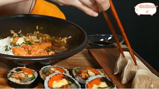 Sủi cảo sườn, cà ri gà, cơm cuộn gà, mì trộn 4 #amthuc