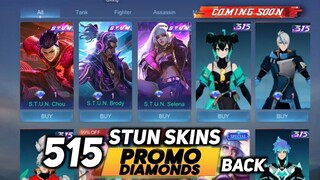 515 PROMO DIAMONDS PRE - ORDER | EVENT FREE 515 STUN SKINS + 2ND BATCH STUN SKIN MOBILE LEGENDS