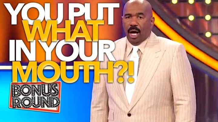YOU PUT WHAT IN YOUR MOUTH?! Steve Harvey Asks The Questions & Gets These Answers On Family Feud