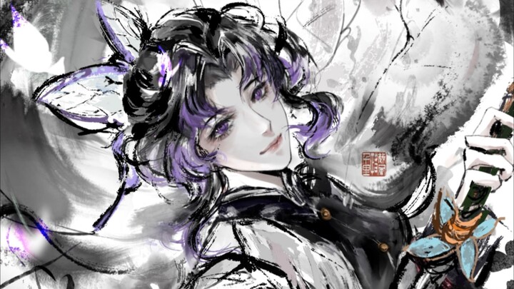 [Demon Slayer / Inosuke Hashibira] A half-body ink-wash painting [B-style fan support]