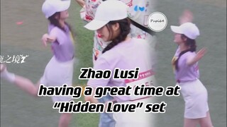 [vid] Zhao Lusi having fun during the filming break of #hiddenlove