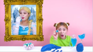 Bức tranh nổi tiếng Elsa Mukbang Món tráng miệng màu xanh #amthuc #monngon