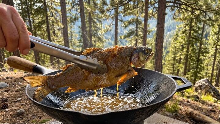 frying fish in the mountains
