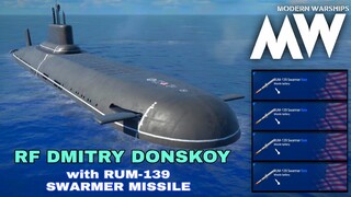 Modern Warships: RF DMITRY DONSKOY Submarine with RUM-139 Swarmer Missile. online match gameplay.