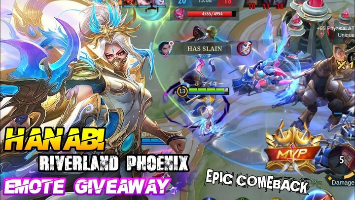 Emote Giveaway | Hanabi Riverland Phoenix Gameplay | Epic Comeback - MLBB