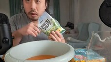 ASMR Calbee Green Pea Snack + Bath Fizzer & Water Sounds