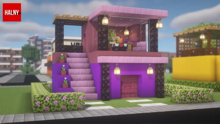 Mini purple house in Minecraft