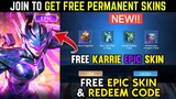 New Event Free Karrie Epic Skin Hawkwatch & Redeem Code Claim Now.! | Mobile Legends