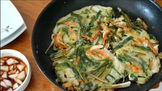 Spring Onion Pancake with Seafood ✔️Dipping Sauce ✔️Korean food