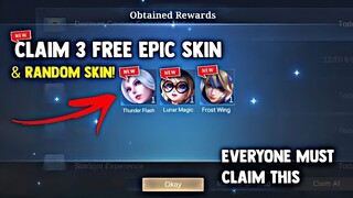 HOW TO CLAIM YOUR 3 FREE EPIC SKIN AND RANDOM SKIN REWARDS! FREE SKIN! LEGIT! | MOBILE LEGENDS 2022