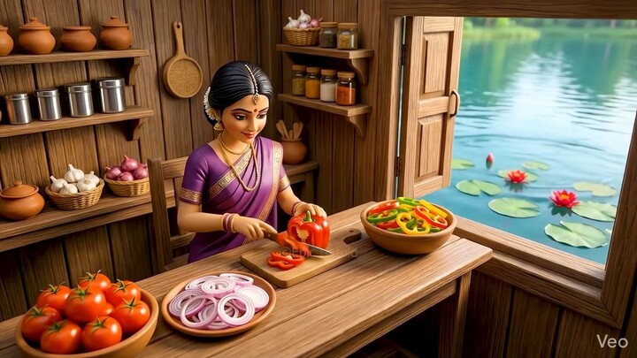 Miniature Doll BIG TUNA FISH Cooking ASMR _ Floating House Indian Village Tiny K
