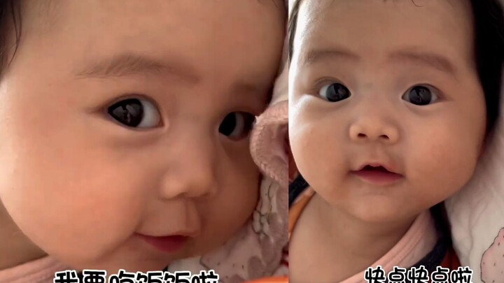 The 3-month-old baby was so hungry that he didn't even have any physical objects to perform. His eye