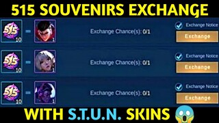 515 SOUVENIRS EXCHANGE TO S.T.U.N SKINS + MORE REWARDS UPDATE || MOBILE LEGENDS