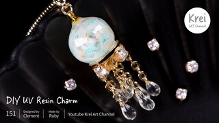 【モールドなしUV レジン】ドライフラワーを使って、DIYブレスレットチャーム〜♪UV Resin - DIY Bracelet Charm with Dried Flower.