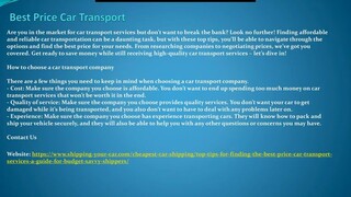 Best Price Car Transport