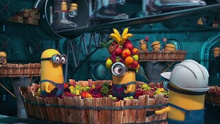 The two little yellow guys are kissing on the left side of the fruit