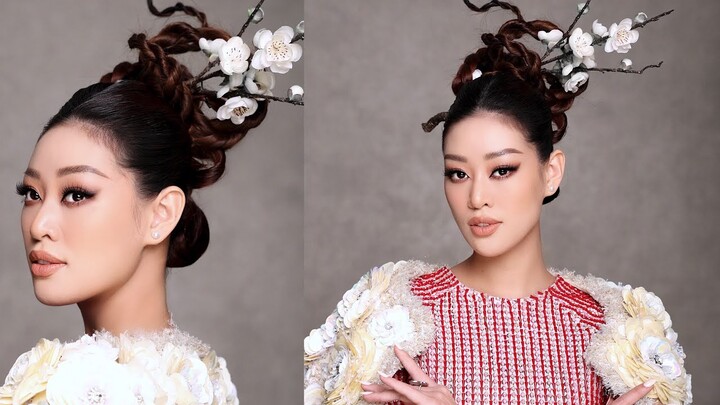 Té ngửa với bí mật layout tóc ĐẶC BIỆT của Khánh Vân xem show NTK Minh Châu