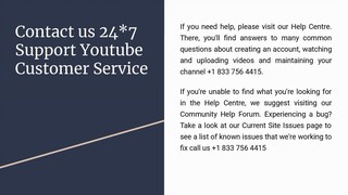 Youtube TV Customer Helpline Number :- + 1 (833) 756-4415