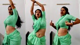 Traditional Folk dance in Light Green Silk Saree with matching blouse indian Model pose