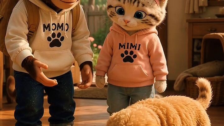 🐶❤️ Momo and Mimi find a hungry little puppy and decide to help him. They take him home,