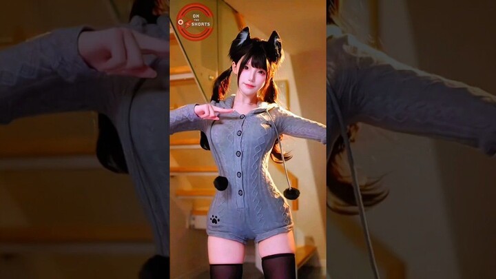 Twintail Cat Girl Cute Dance ❤️ Cat Girl Cosplay #shorts