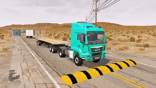 Flatbed Truck Mcqueen  _ Transportation with Truck - Pothole vs Car _451 - BeamN
