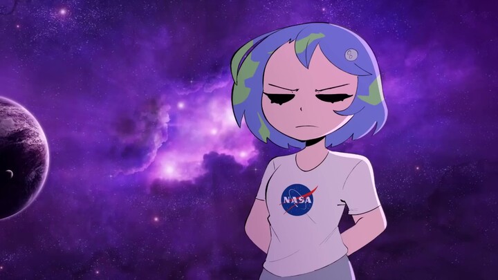 Earth-chan yang marah karena kamu tidak menyumbangkan uang ke planet lain